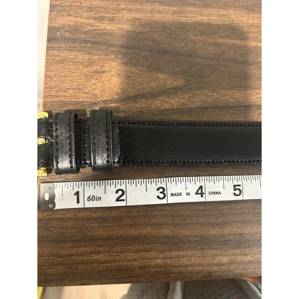 Genuine Leather 4500 Classic‎ Black Belt Men's Size 46 Argentina Gold Buckle
